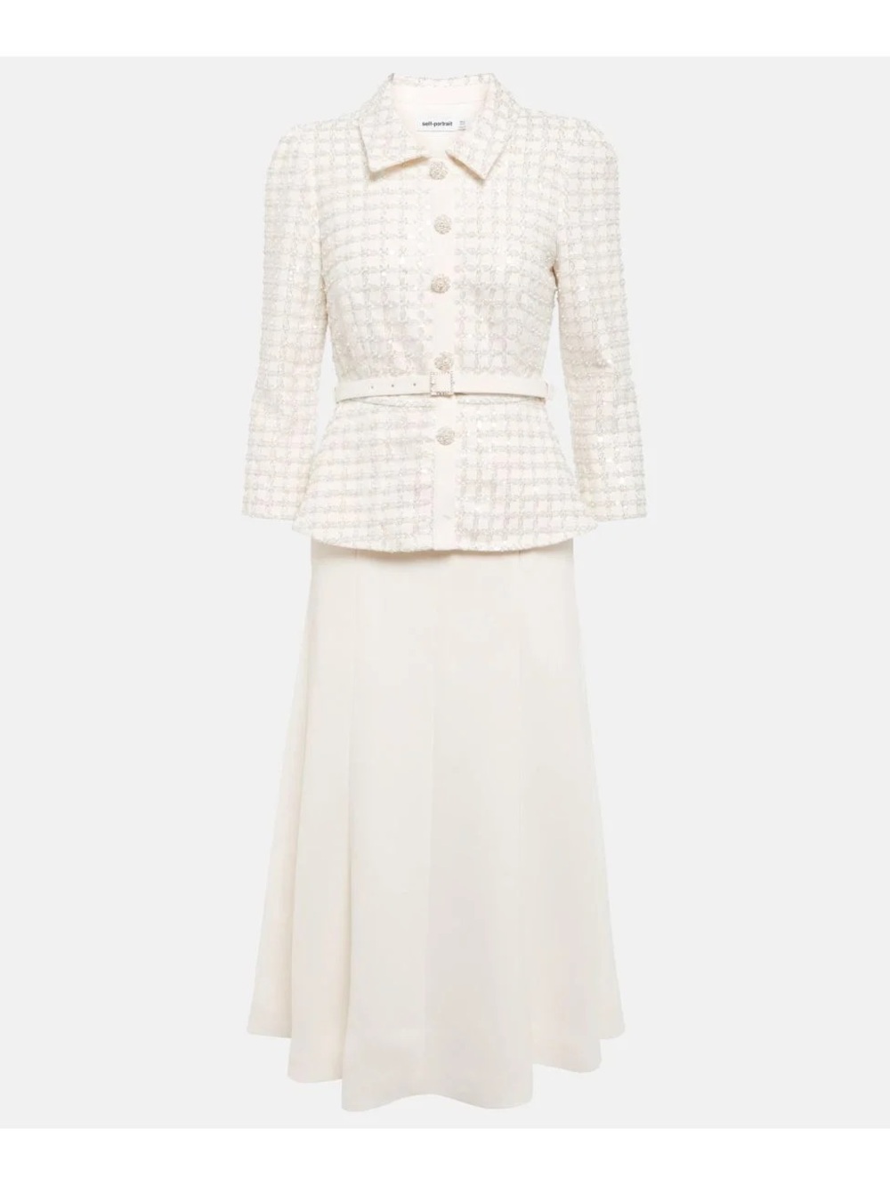 Self Portrait Cream Blazer Sequin Embellished Dress
